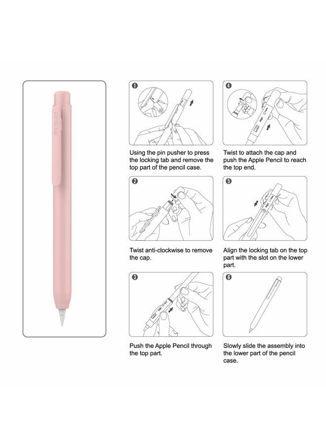 MoKo Holder Case for Apple Pencil 1st Generation, Retractable Apple Pencil 1st Case Protective iPad Pencil Sleeve Skin Cover with Sturdy Clip, Pink - Image 4