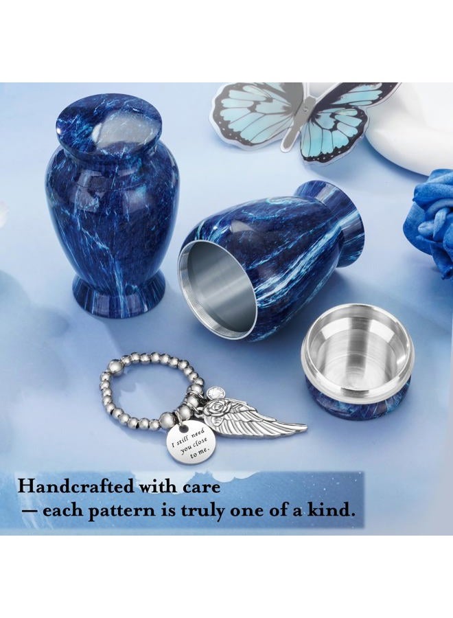 Dletay Small Urns for Human Ashes Keepsake 2.85 Inches Memorial Mini Cremation Urn for Women Men Aluminum Decorative Funeral Urns - Blue Marble - Image 4