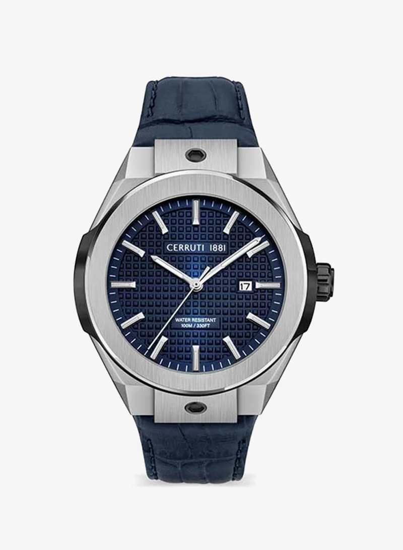 RUSCELLO SLIM Round Shape Leather Band Analog Wrist Watch 41 mm - Navy - CIWGB2116803