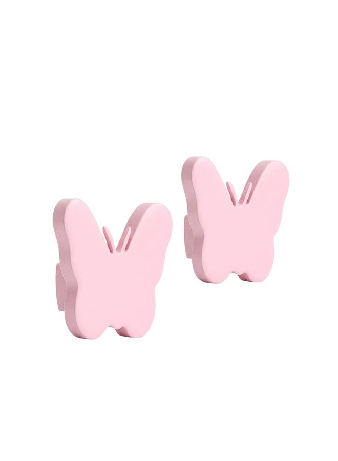 FLY FROG Kids Wooden Cabinet Knobs - Cute Butterfly Shape Doors, Drawer & Wardrobe Pull Handles for Kids Room, Nursery Furniture & Home Décor (Pack of 2) (Baby Pink BTF) - Image 1