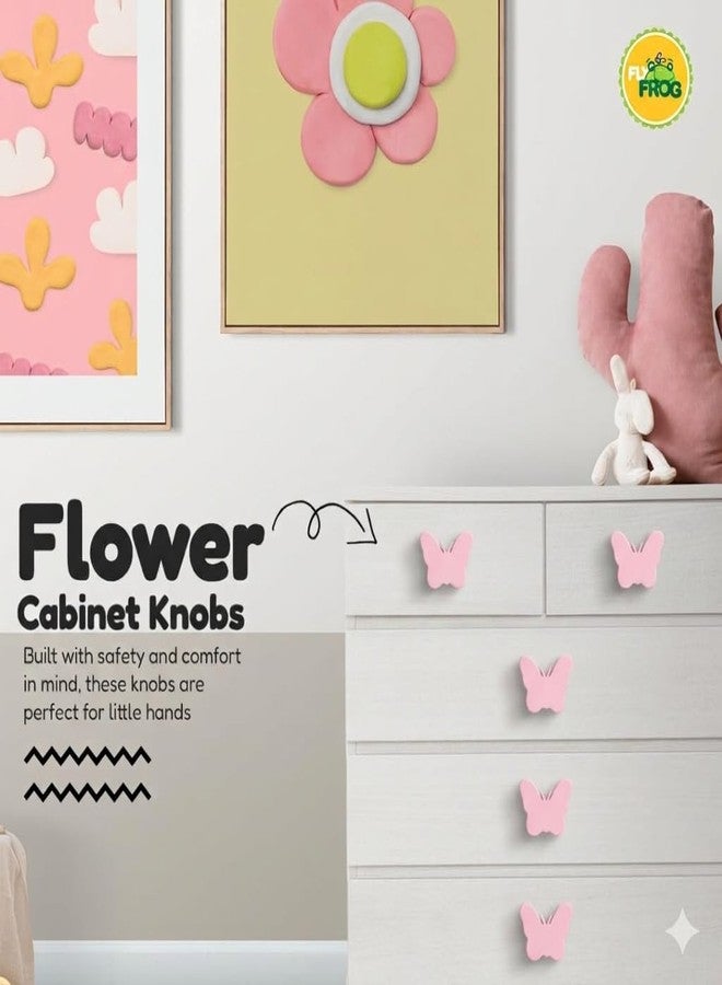 FLY FROG Kids Wooden Cabinet Knobs - Cute Butterfly Shape Doors, Drawer & Wardrobe Pull Handles for Kids Room, Nursery Furniture & Home Décor (Pack of 2) (Baby Pink BTF) - Image 4