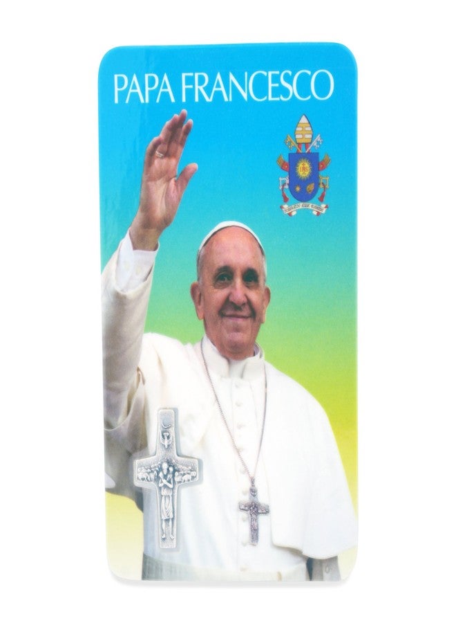 Venerare Pope Francis Holy Card with Papal Cross - Image 1