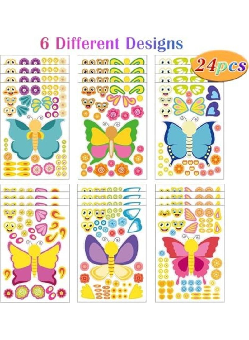 SYOSI Butterfly Make a Face Sticker Sheets for Kids, Toddler Activities, DIY Stickers for Birthday Party Favors, Craft Supplies, Creative Fun for Children (24 Sheets,Multi-Color) - Image 3