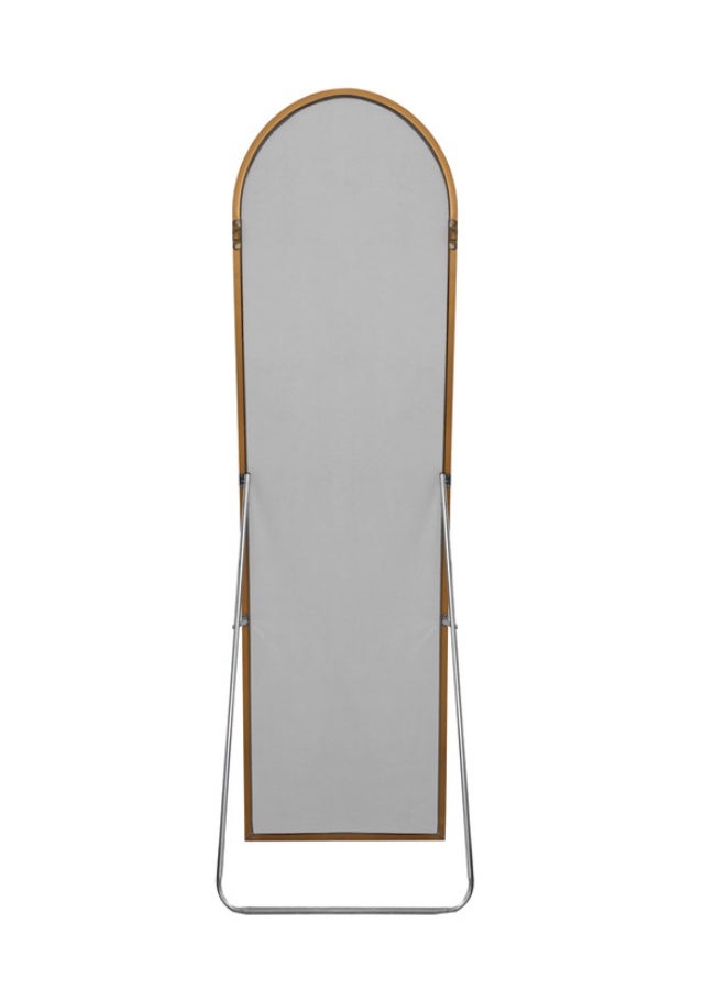ايست من نون مرآة كبيرة قائمة بذاتها مصنوعة من سبائك الألومنيوم ومقوسة بطول كامل، مرآة خلع الملابس معلقة على الحائط مع حامل لغرفة النوم أو غرفة المعيشة أو خزانة الملابس، مقاس 155×45 سم - Image 5