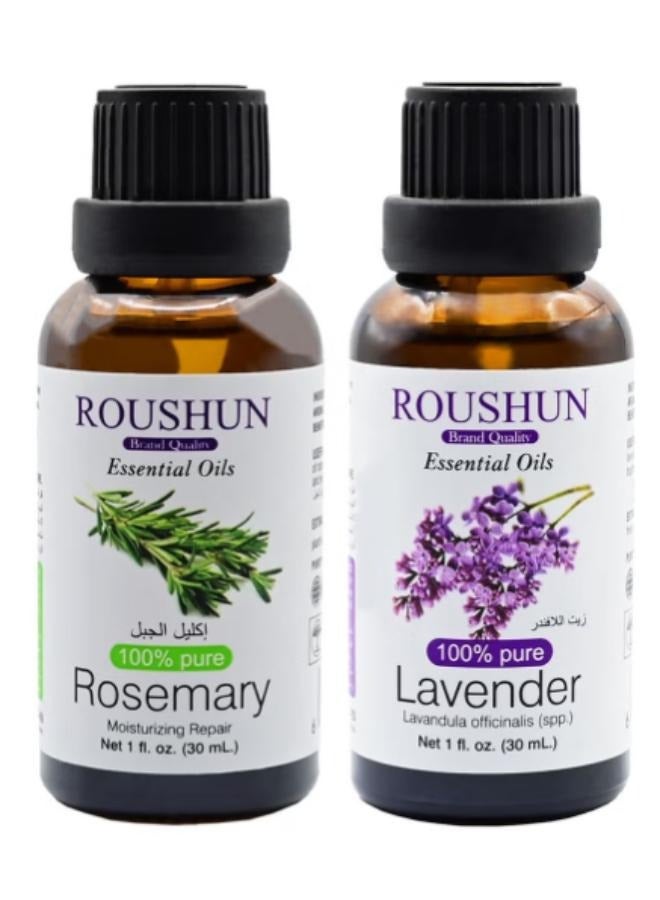 روشن مجموعة الزيوت العطرية النقية المكونة من زيت اللافندر وزيت إكليل الجبل 30 مل - Image 1