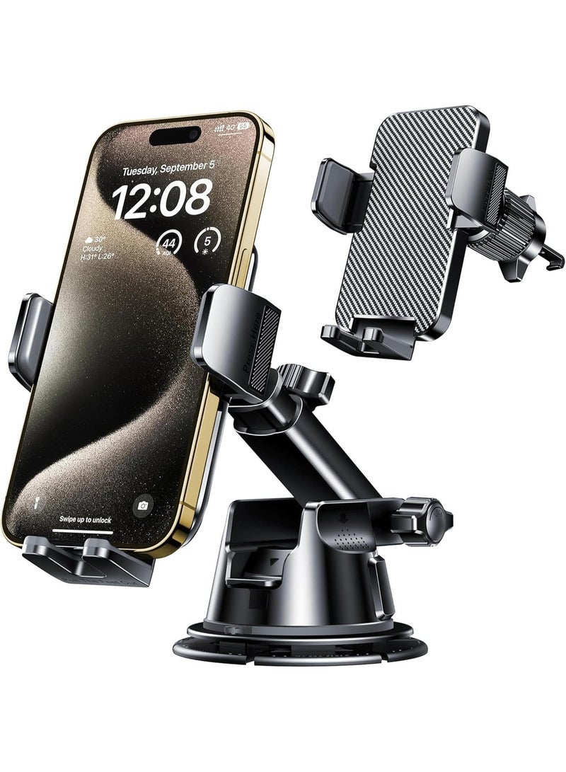 Bukela Grade Car Phone Holder - [Ultra Strong Suction] 3-in-1 Phone Mount for Dashboard, Windshield & Air Vent, Super Stable Universal Car Accessories for iPhone & All Smartphones - Image 1