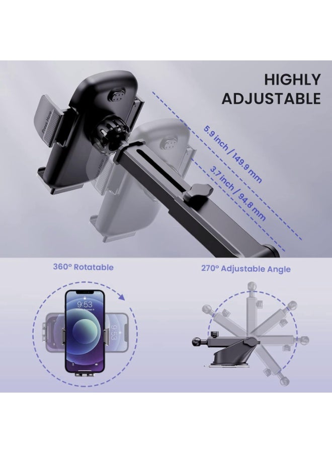 Bukela Grade Car Phone Holder - [Ultra Strong Suction] 3-in-1 Phone Mount for Dashboard, Windshield & Air Vent, Super Stable Universal Car Accessories for iPhone & All Smartphones - Image 4