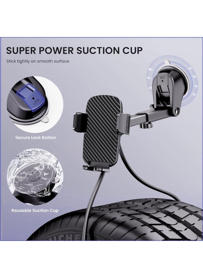 Bukela Grade Car Phone Holder - [Ultra Strong Suction] 3-in-1 Phone Mount for Dashboard, Windshield & Air Vent, Super Stable Universal Car Accessories for iPhone & All Smartphones - Image 3