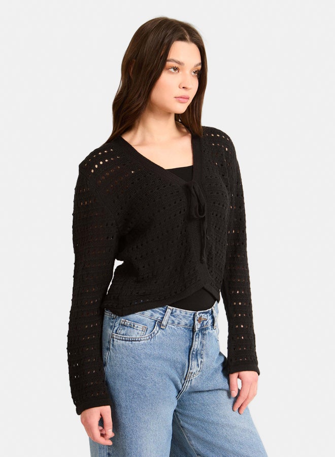 Premoda Women Cardigan Cropped Black - Image 2