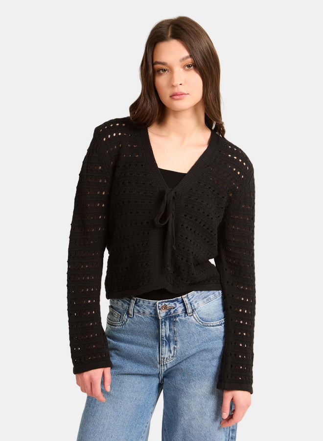Premoda Women Cardigan Cropped Black - Image 1