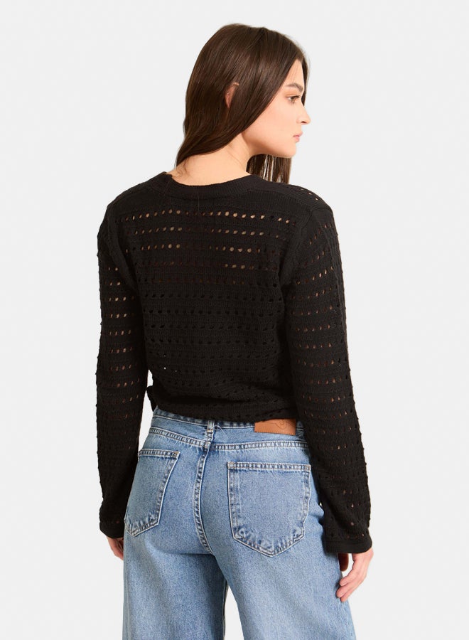 Premoda Women Cardigan Cropped Black - Image 3