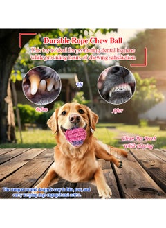 MAJIBAO Dog toy combo set, 5 design rope with 1 Pack, Loop handle rope with ball, 100% cotton rope for cleaning teeth, Oral health, and Aggressive chewer, Tug of War for Medium to Large dogs, 45 cm (Pink)  - Image 5