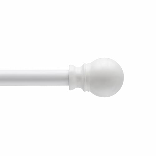 Kenney KN55250 Davenport Ball End Petite Café Decorative Window Curtain Rod, 28-48" Adjustable Length, White Finish, 1/2" Diameter Steel Tube - Image 5