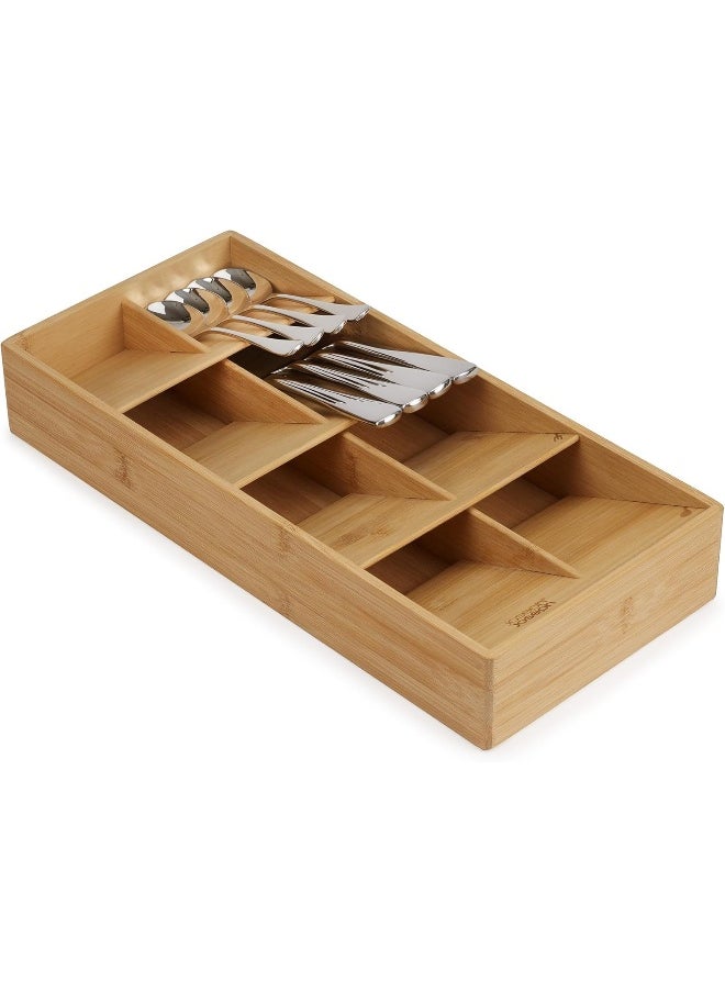 Joseph Joseph Joseph Joseph Drawer Store Large Compact Cutlery Drawer Organiser 8 Compartments Holds 48 Pieces Bamboo  - Image 1