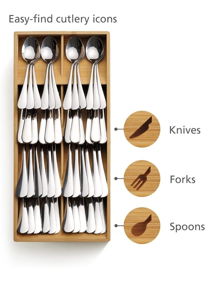 Joseph Joseph Joseph Joseph Drawer Store Large Compact Cutlery Drawer Organiser 8 Compartments Holds 48 Pieces Bamboo  - Image 2