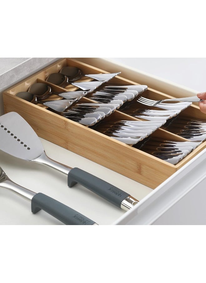 Joseph Joseph Joseph Joseph Drawer Store Large Compact Cutlery Drawer Organiser 8 Compartments Holds 48 Pieces Bamboo  - Image 4