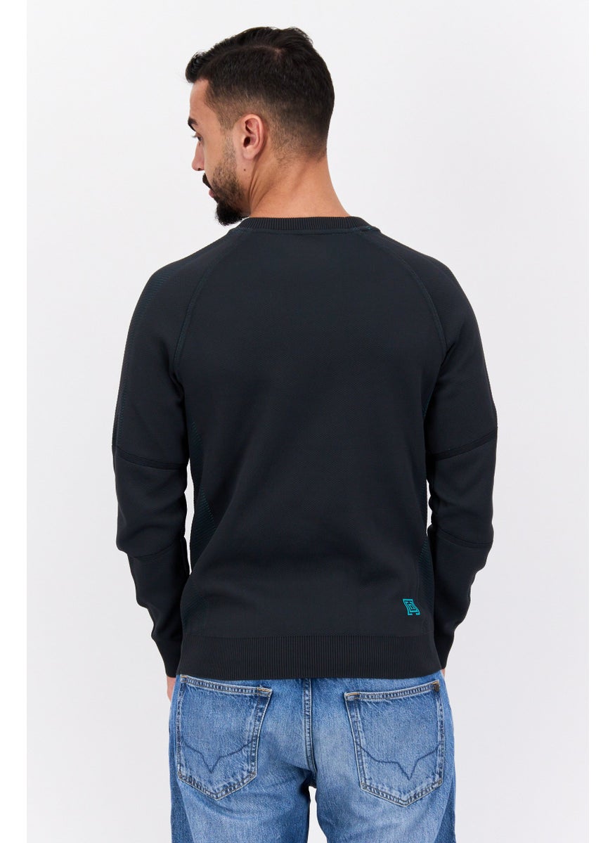 Free Soul Men Crew Neck Brand Logo Long Sleeves Sweatshirt, Charcoal  - Image 3