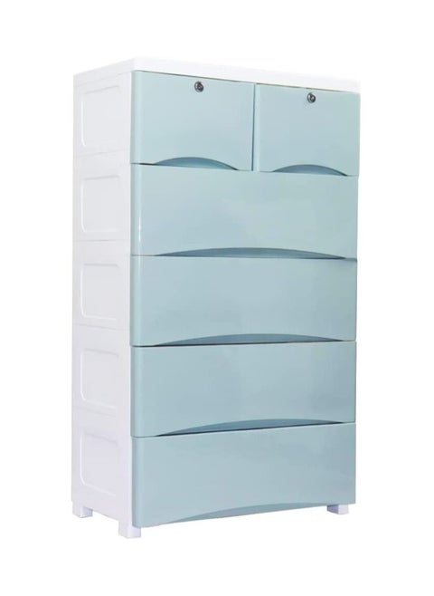 COOLBABY Plastic Cabinet 5 Drawers Storage Dresser 60*34*15cm ( Blue )