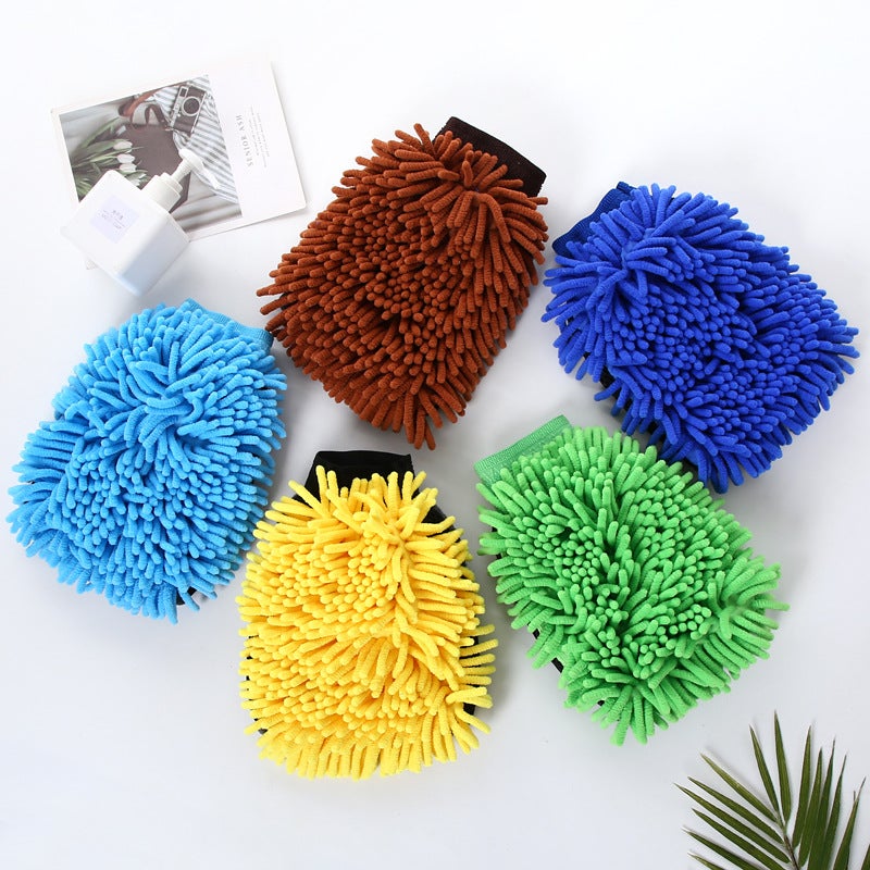 Xin Snobbish Thickened Chenille Car Wash Gloves Coral Fleece Foaming Gloves Long Fleece Single-Sided Double-Sided Car Wipe Gloves - Image 2