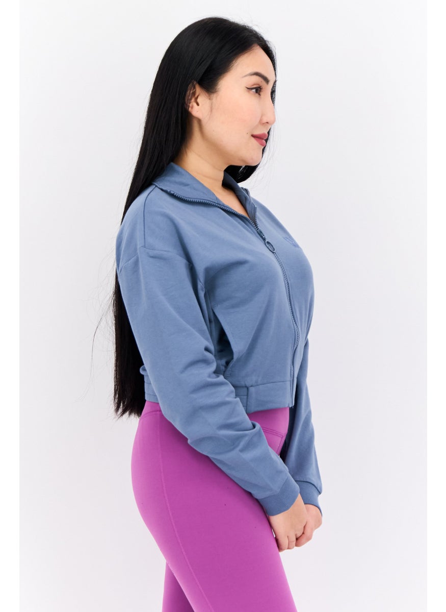 PUMA Women Sportswear Fit Long Sleeve Outdoor Sweatshirt, Blue  - Image 2