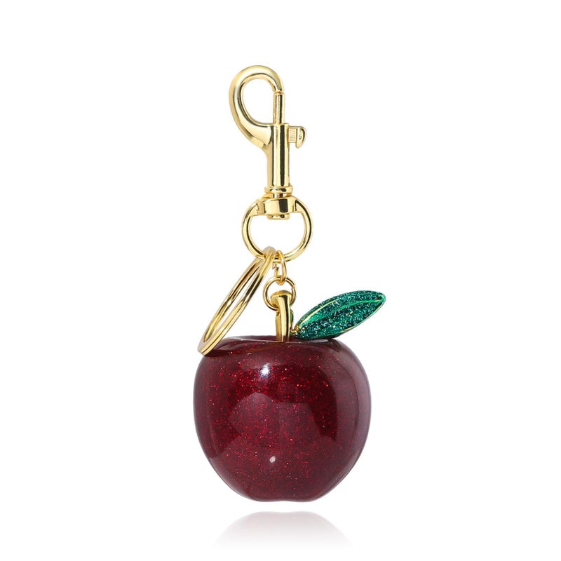SORGERLY Apple Bag Charm Keychain - Gold Key Chain, Cute Purse Handbags Fruit Accessories - Birthday Gift for Women Teacher (Green) - Image 1