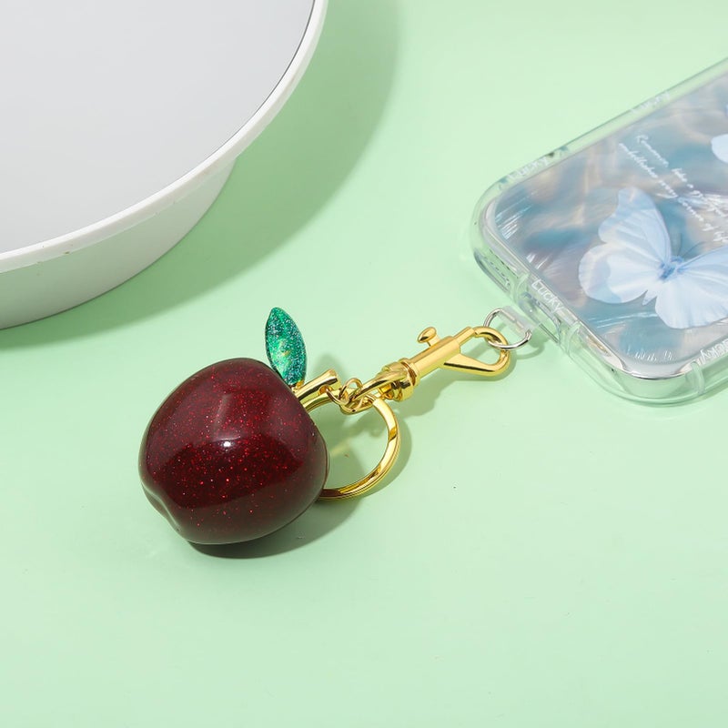 SORGERLY Apple Bag Charm Keychain - Gold Key Chain, Cute Purse Handbags Fruit Accessories - Birthday Gift for Women Teacher (Green) - Image 5