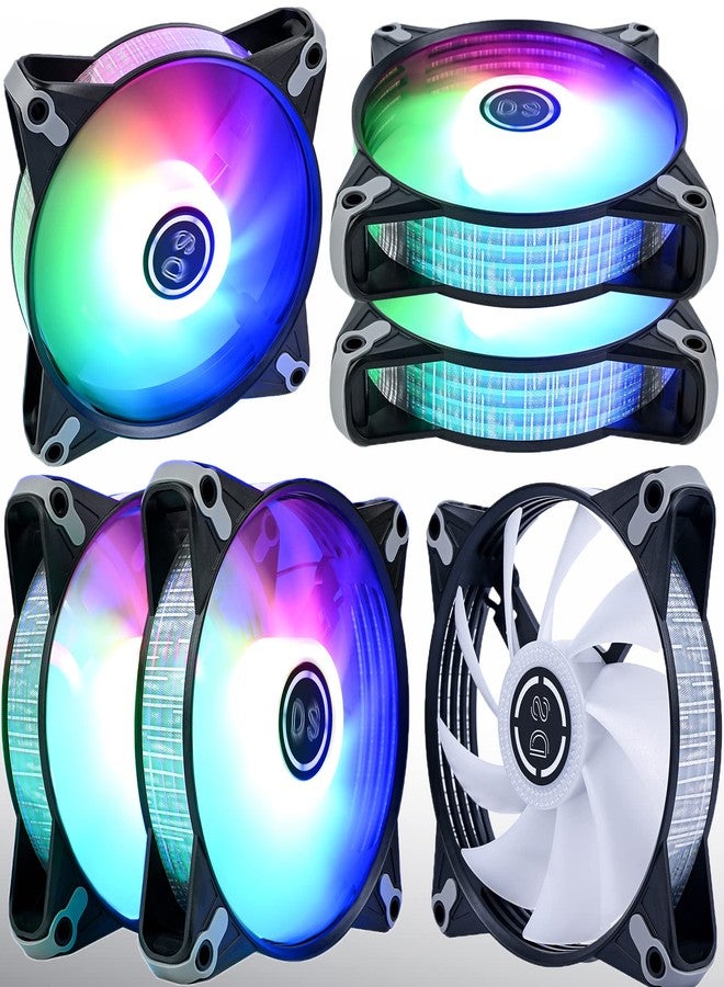 DS leddess RGB Fans, 120mm 6 Pack Case Cooling LED Fans for White Black PC Case, CPU Cooler and Radiators System (E Series) - Image 1