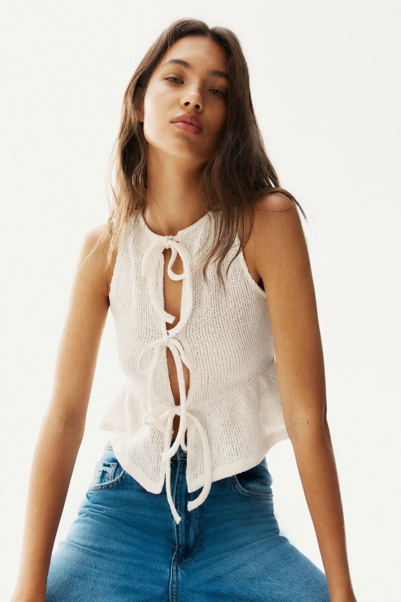 H&M Tie-front peplum top