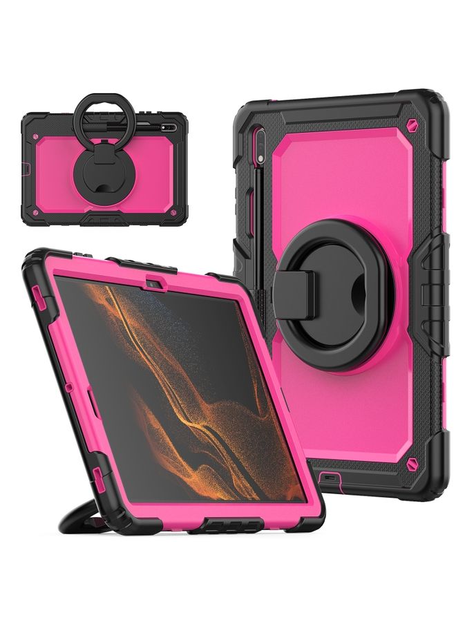HuHa Case Cover For Samsung Galaxy Tab S8+ / S7+ Bracelet Holder Silicone + PC Tablet Case Rose Red 