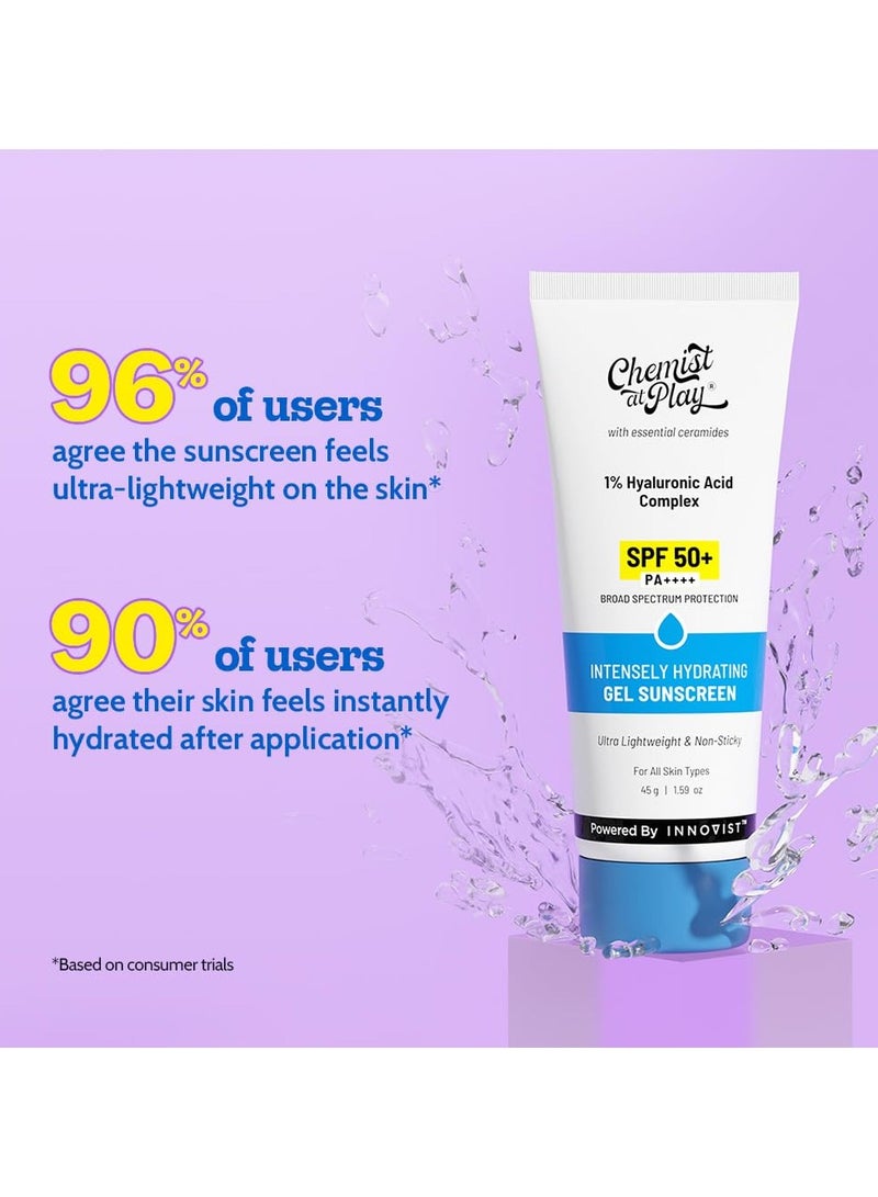 كيميست_أت_بلاي جل واقي من الشمس مرطب بشكل مكثف | SPF 50+ PA++++ | خفيف الوزن للغاية وغير لزج | مع حمض الهيالورونيك والسيراميد | لأنواع البشرة العادية والجافة والدهنية والمختلطة | 45 جم - Image 4