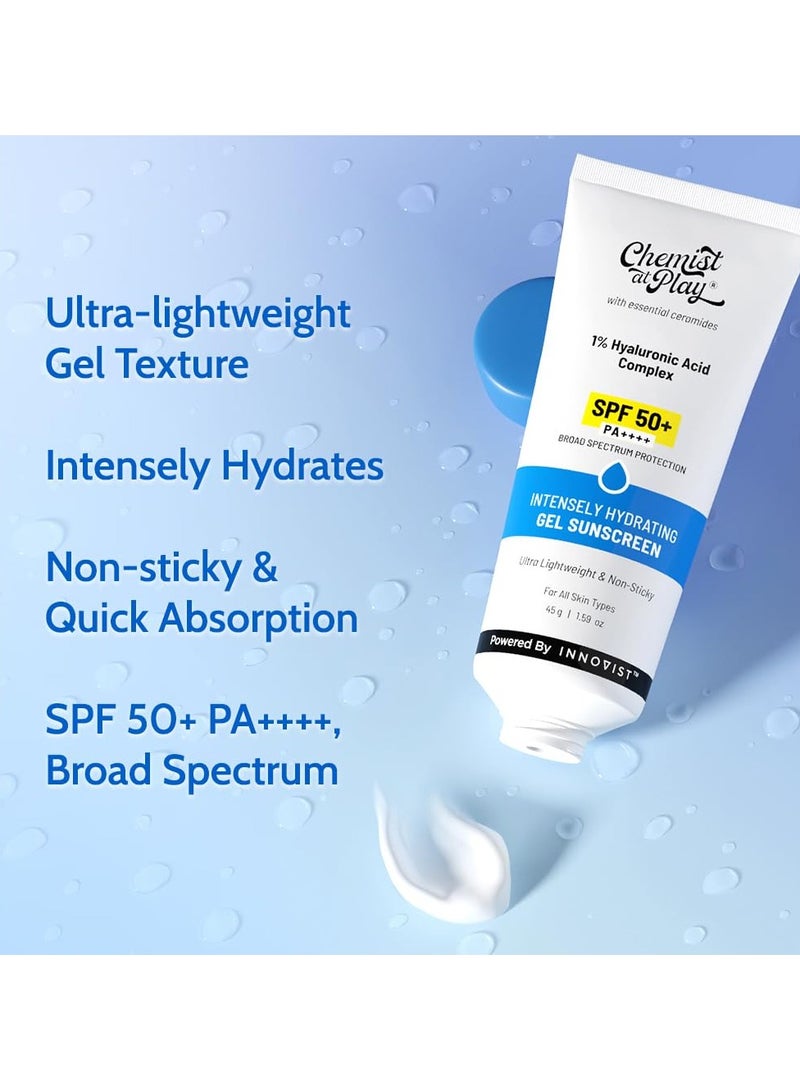 كيميست_أت_بلاي جل واقي من الشمس مرطب بشكل مكثف | SPF 50+ PA++++ | خفيف الوزن للغاية وغير لزج | مع حمض الهيالورونيك والسيراميد | لأنواع البشرة العادية والجافة والدهنية والمختلطة | 45 جم - Image 3
