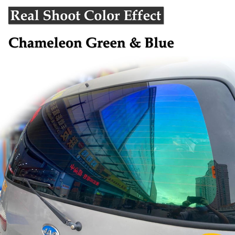 AuMoHall Chameleon Green and Blue Side Window Tint 20% VLT Film - Car Sun Shade Solar Protection, 19.68'' x 118.11'' - Image 2