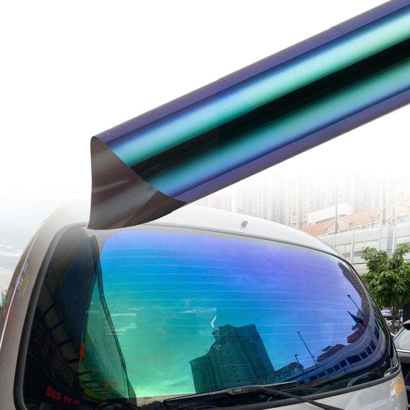AuMoHall Chameleon Green and Blue Side Window Tint 20% VLT Film - Car Sun Shade Solar Protection, 19.68'' x 118.11'' - Image 1