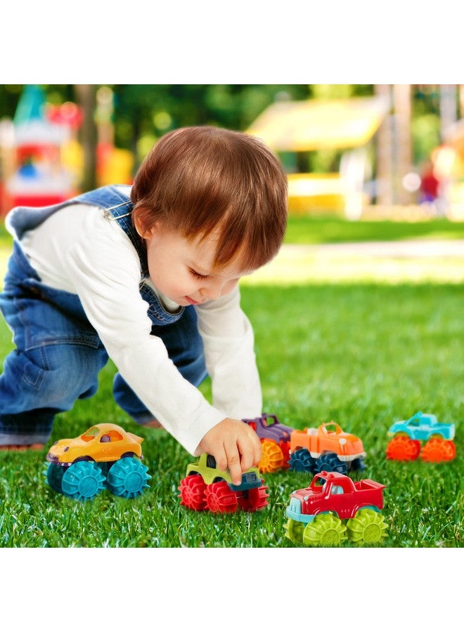 باتات - سيارات لعب بلاستيكية - عبوة من 6 قطع مع حقيبة تخزين - شاحنات ملونة للأطفال الصغار - سهلة التنظيف - من عمر سنتين فما فوق - شاحنات صغيرة عملاقة - Image 2