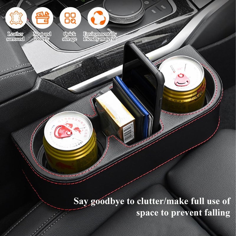 Car Cup Holder Gap Organizer, Multifunctional Front Console Cup Holder Gap Filler, Extra Leather Car Storage Box for Cars, Trucks, SUVs - Image 5