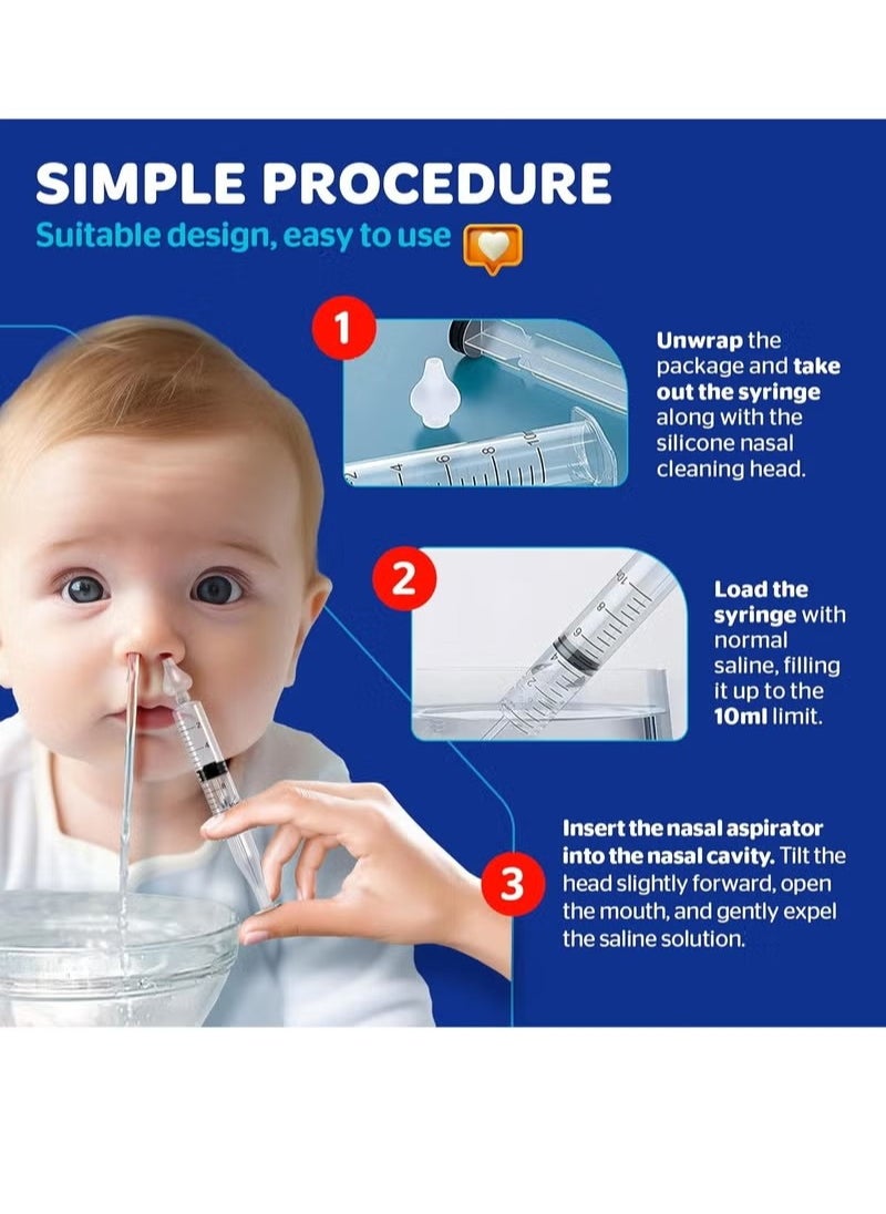 Gonice 2 pcs, 10 ml baby nasal wash, baby nasal wash syringe with comfortable silicone tip  - Image 4