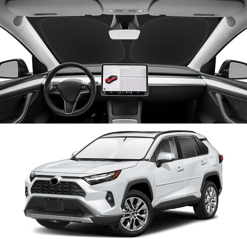 SLOGENTO Sun Shade Windshield Sunshade for 2013-2023 2024 2025 RAV-4 SUV Crossover, TRD Off-Road, LE XLE Premium Limited XSE Hybrid Adventur Accessories Front Window Sun Shields fit RAV4 Sun Visor Blocks UV - Image 1