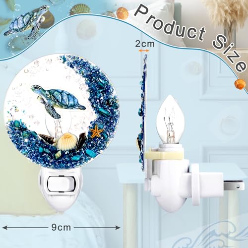Hortsun Plug in Seashell Night Light Ocean Sea Animal Decorative Night Light Plug in Beach Lamps Vintage Ocean Lamps for Adult for Home Bedroom Living Room Bathroom Wall(Sea Turtle) - Image 2