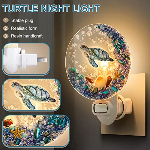 Hortsun Plug in Seashell Night Light Ocean Sea Animal Decorative Night Light Plug in Beach Lamps Vintage Ocean Lamps for Adult for Home Bedroom Living Room Bathroom Wall(Sea Turtle) - Image 3