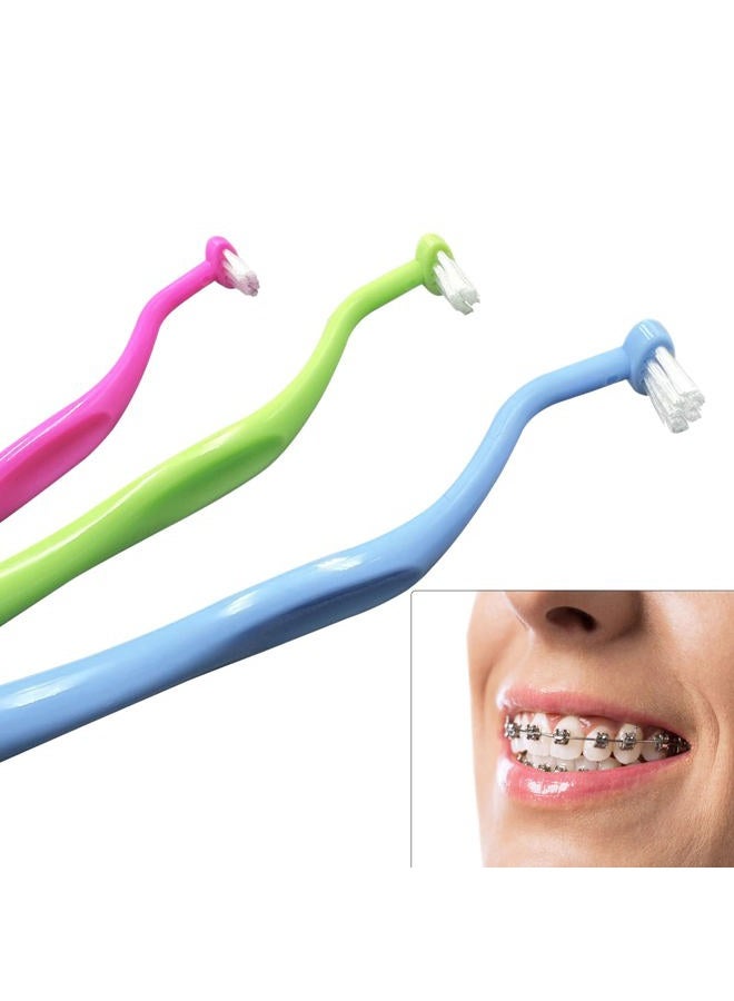 HRASY Orthodontic Toothbrush Small Tuft Toothbrush Tiny Compact Interspace Brush for Dental Implants, Braces and Teeth Detail Cleaning, 4 Pieces (4 Colors D) - Image 2
