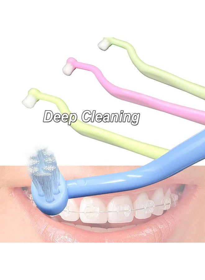 HRASY Orthodontic Toothbrush Small Tuft Toothbrush Tiny Compact Interspace Brush for Dental Implants, Braces and Teeth Detail Cleaning, 4 Pieces (4 Colors D) - Image 3
