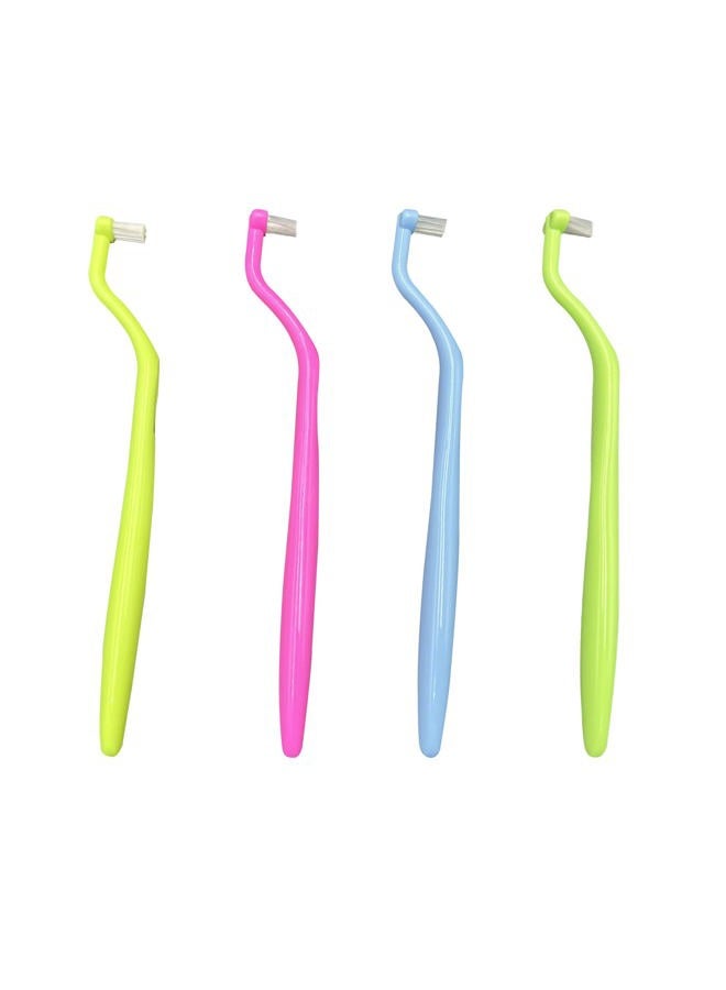 HRASY Orthodontic Toothbrush Small Tuft Toothbrush Tiny Compact Interspace Brush for Dental Implants, Braces and Teeth Detail Cleaning, 4 Pieces (4 Colors D) - Image 1