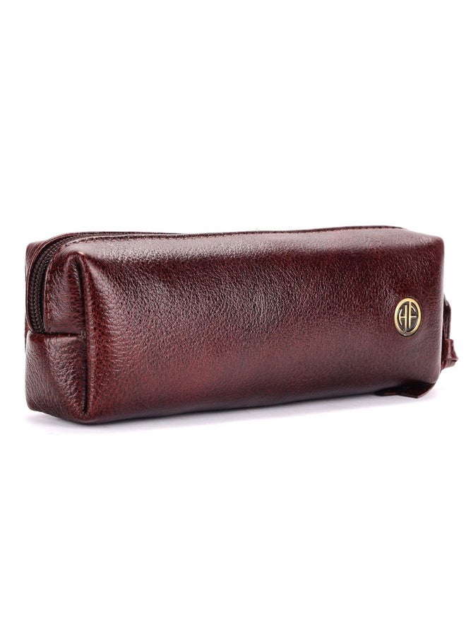 HAMMONDS FLYCATCHER - HAMMONDS FLYCATCHER Leather Utility Pouch - Multi-Use Genuine Leather Pencil Case, Cosmetic Pouch, Stationery Pouch, Coin Pouch, Makeup Brush Pouch for Women & Men - School & Office Organizer - Brown - Image 1
