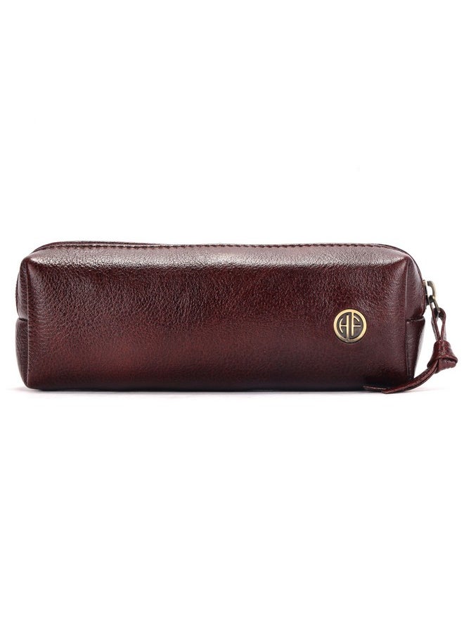 HAMMONDS FLYCATCHER - HAMMONDS FLYCATCHER Leather Utility Pouch - Multi-Use Genuine Leather Pencil Case, Cosmetic Pouch, Stationery Pouch, Coin Pouch, Makeup Brush Pouch for Women & Men - School & Office Organizer - Brown - Image 1