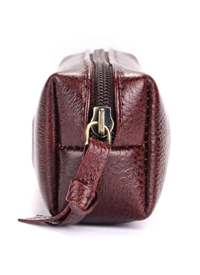 HAMMONDS FLYCATCHER - HAMMONDS FLYCATCHER Leather Utility Pouch - Multi-Use Genuine Leather Pencil Case, Cosmetic Pouch, Stationery Pouch, Coin Pouch, Makeup Brush Pouch for Women & Men - School & Office Organizer - Brown - Image 1