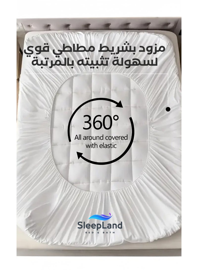 سليب لاند بكج ( لباد فندقي مقاس 200×120 سم ارتفاع 14 سم + طقم واقي مخدة + مفرش فندقي لون ابيض مقاس 200×140سم ) - Image 3