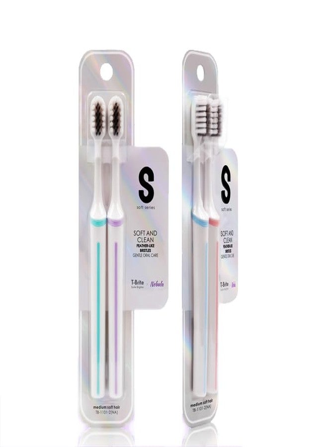 Funspark T-Brite × Nebula Soft Series Toothbrush 2-Pcs - Feather-Like Bristles, Double-Implanted Hairs, Gentle Gum Care, Pressure-Relief Tooth Guard, Sensitive Teeth Cleaning Brushes - Image 2