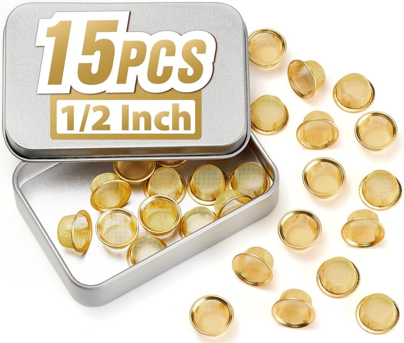 STANKER Pipe Screens Filter 1/2 Inch 15 Pcs Pipe Bowl Screen, 0.5 Inch 12.7mm Premium Brass Mesh - Image 1