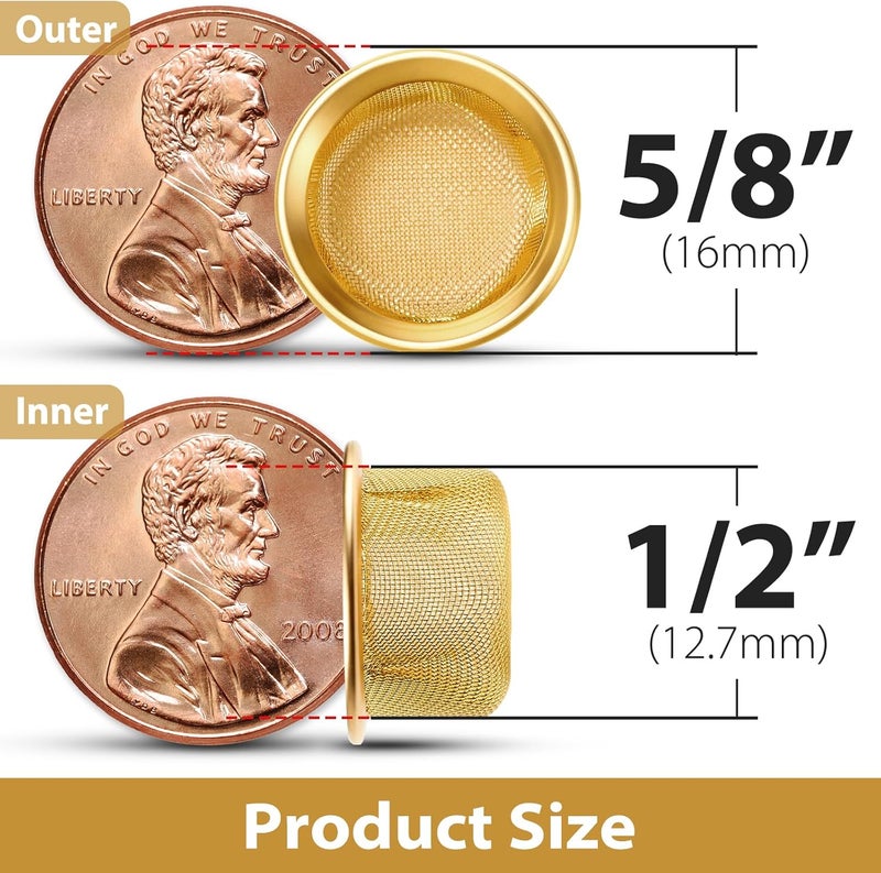 STANKER Pipe Screens Filter 1/2 Inch 15 Pcs Pipe Bowl Screen, 0.5 Inch 12.7mm Premium Brass Mesh - Image 2