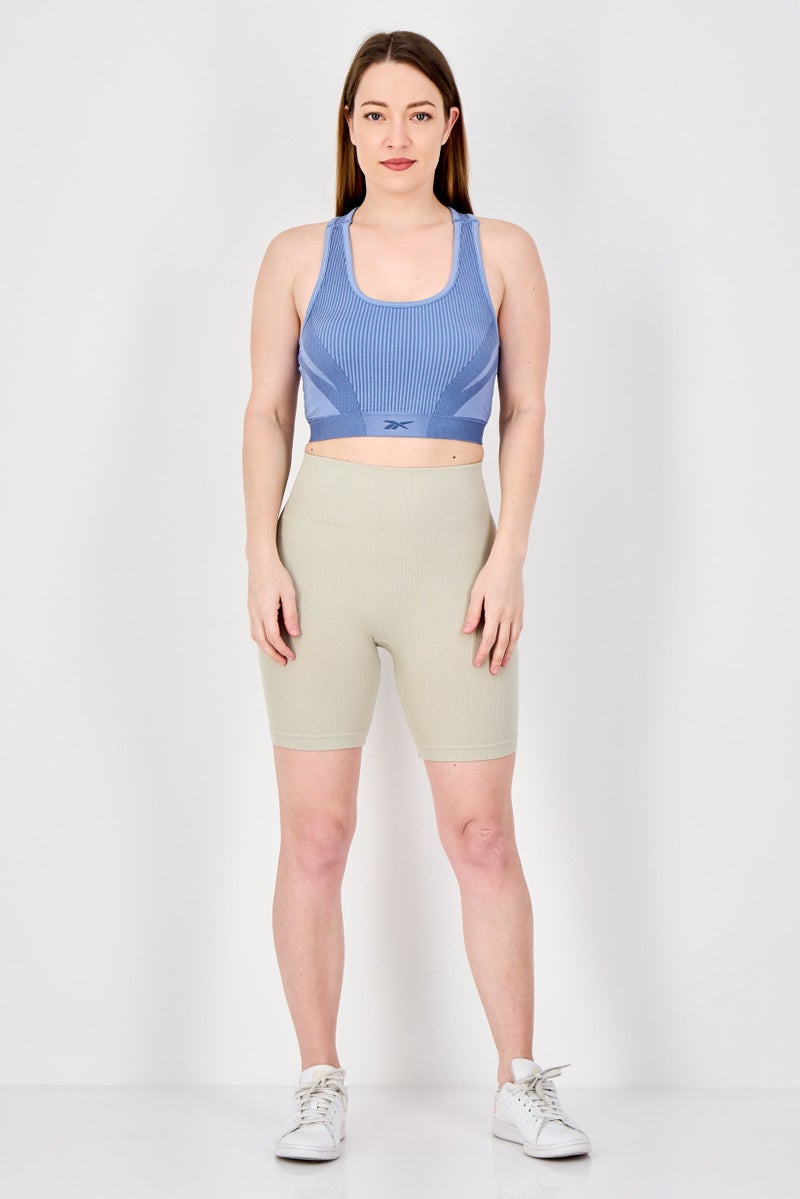Reebok Women Brand Logo Padded Training Sports  Bra, Slate Blue - Image 2